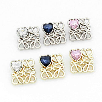 Gold Silver Square Filigree Metal Buttons with Heart Glass 48 Pack