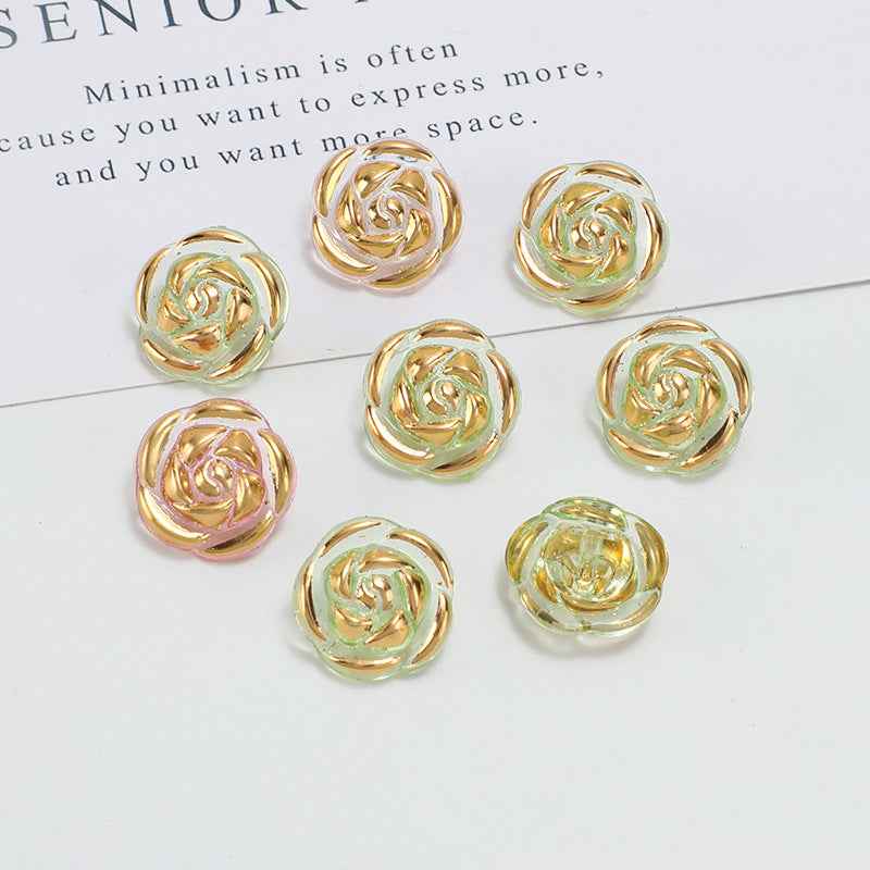 12.5mm Acrylic Candy Color Rose Buttons for Kids' Sweaters 100 Pack