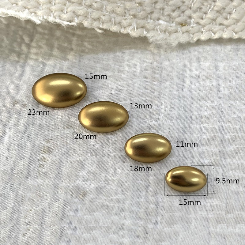 Oval Smooth Gold Alloy Shank Buttons for Sweaters 48 Pack