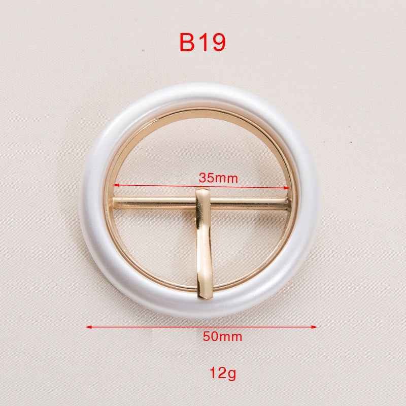 50mm Pearl White Resin Metal Round Adjustable Belt Buckle 20pcs