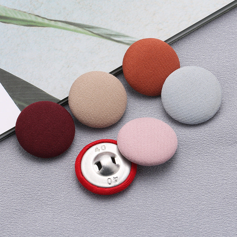 Colorful Round Fabric Covered Shank Buttons,20pcs 