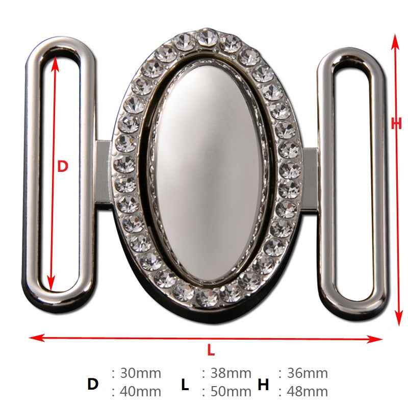 Oval Crystal-Studded Belt Buckle Set Adjustable Metal Clasps 20pcs
