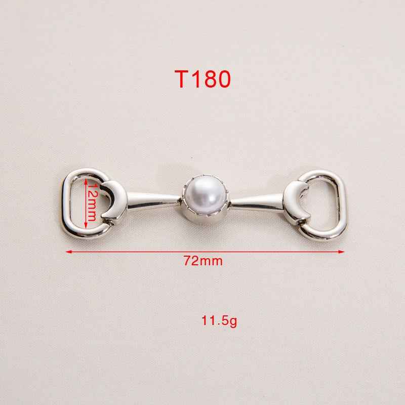 72mm Gold Silver Metal Chain with Pearl Decorative Shoe Buckle 20 Pack