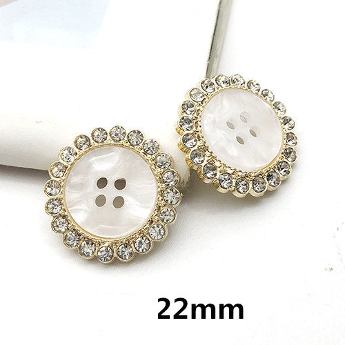 22mm Metal Pearl Rhinestone Round Decorative Buttons for Coats 12pcs