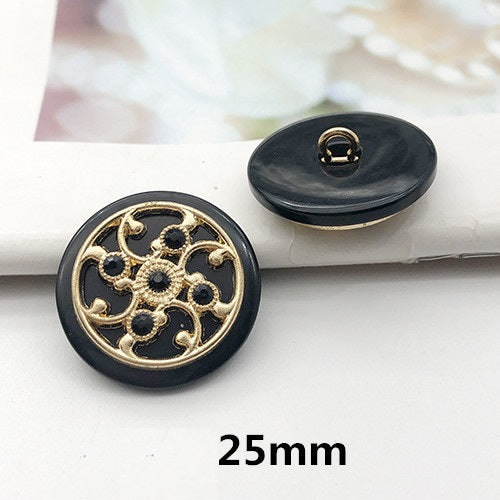 Botões Redondos de Metal com Pérola e Strass de 25mm para Sweaters 12PCS