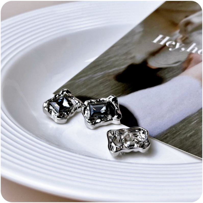 16/20/28mm Beveled Diamond Rectangular Hollow Metal Buttons 12pcs