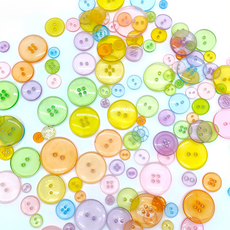 400-600 darab vegyes méretű színes átlátszó DIY kézműves gyanta gomb