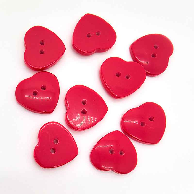 36L Red Heart Two-Hole Buttons for Children's DIY Crafts 50pcs - Lots of Buttons