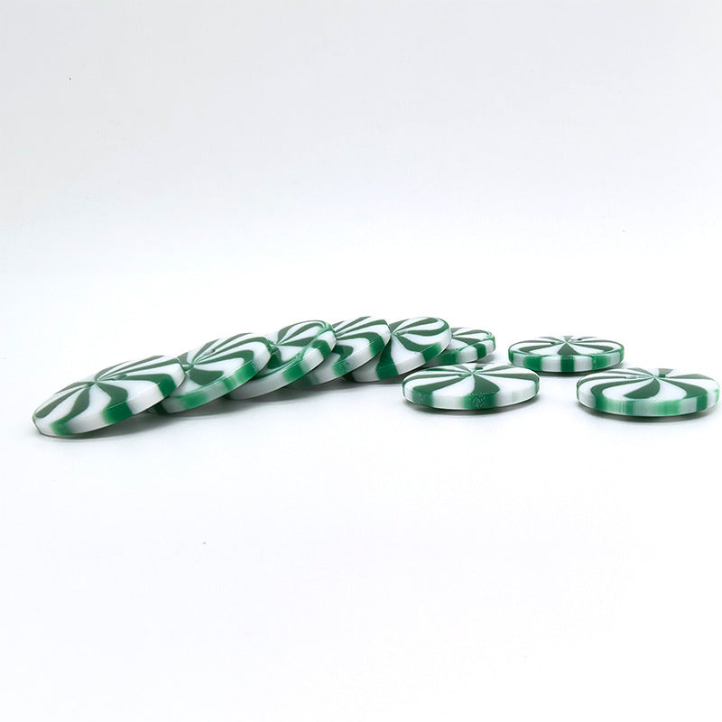 1 INCH Green White Windmill Pattern Two-Hole Resin Buttons 40pcs