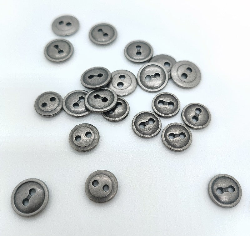 16/18L Antik Silver Zinklegering Rund 2-Håls Knappar 50st
