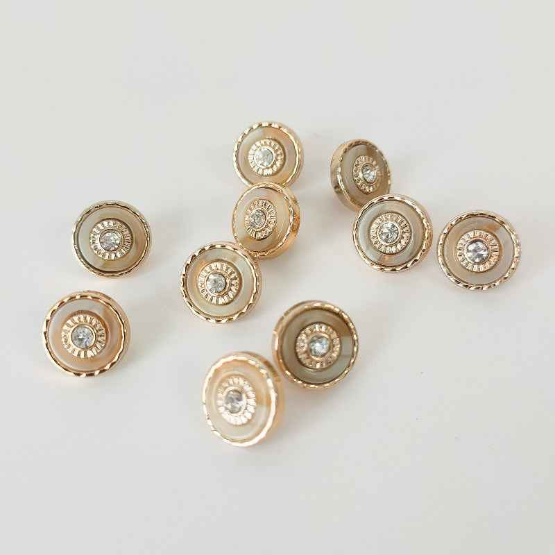 11mm Gold Plastic Shank Buttons with Diamonds for Women's Shirts 50pcs - Lots of Buttons