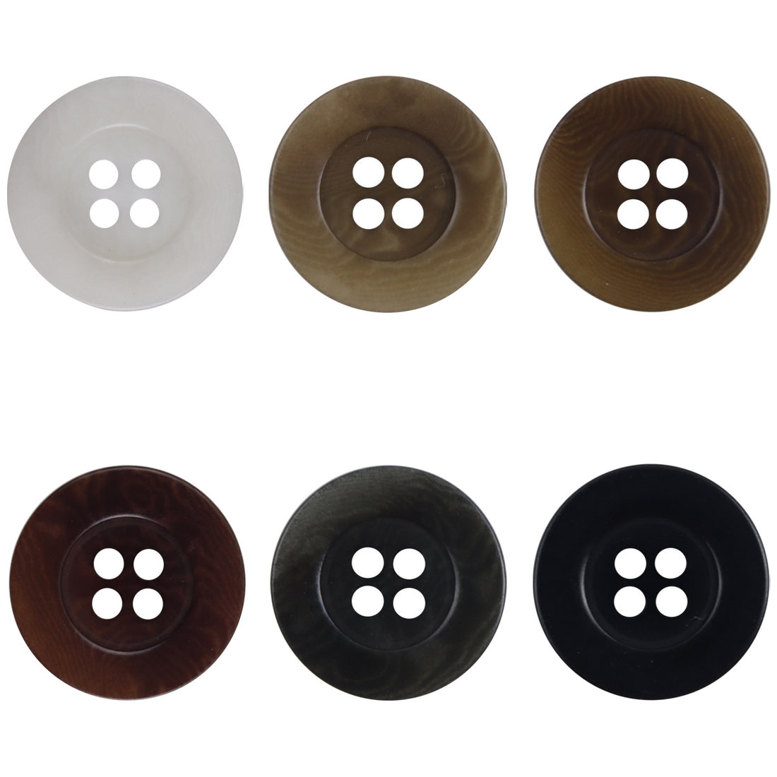 Corozo Nut Buttons Wide Border Round 10 Pack 