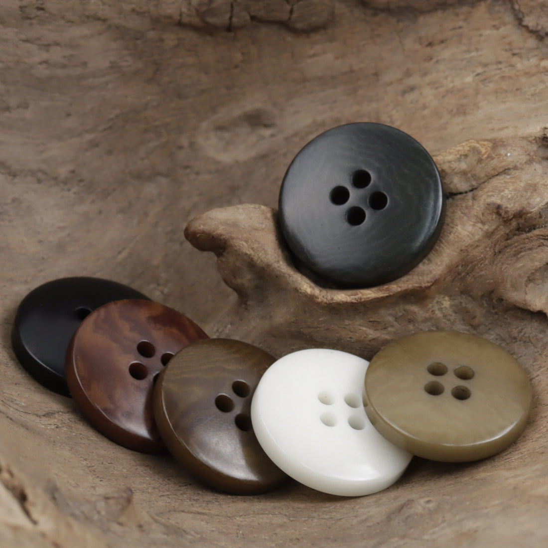 Corozo Nut Buttons Wide Border Round 10 Pack 