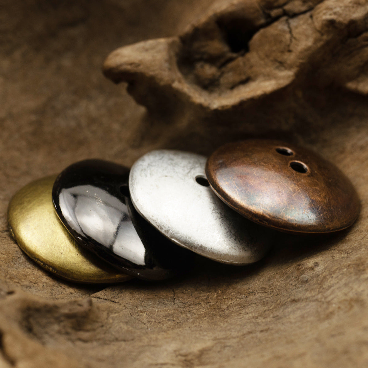 Irregular Curved Metal Buttons Zinc Alloy 10 Pack 