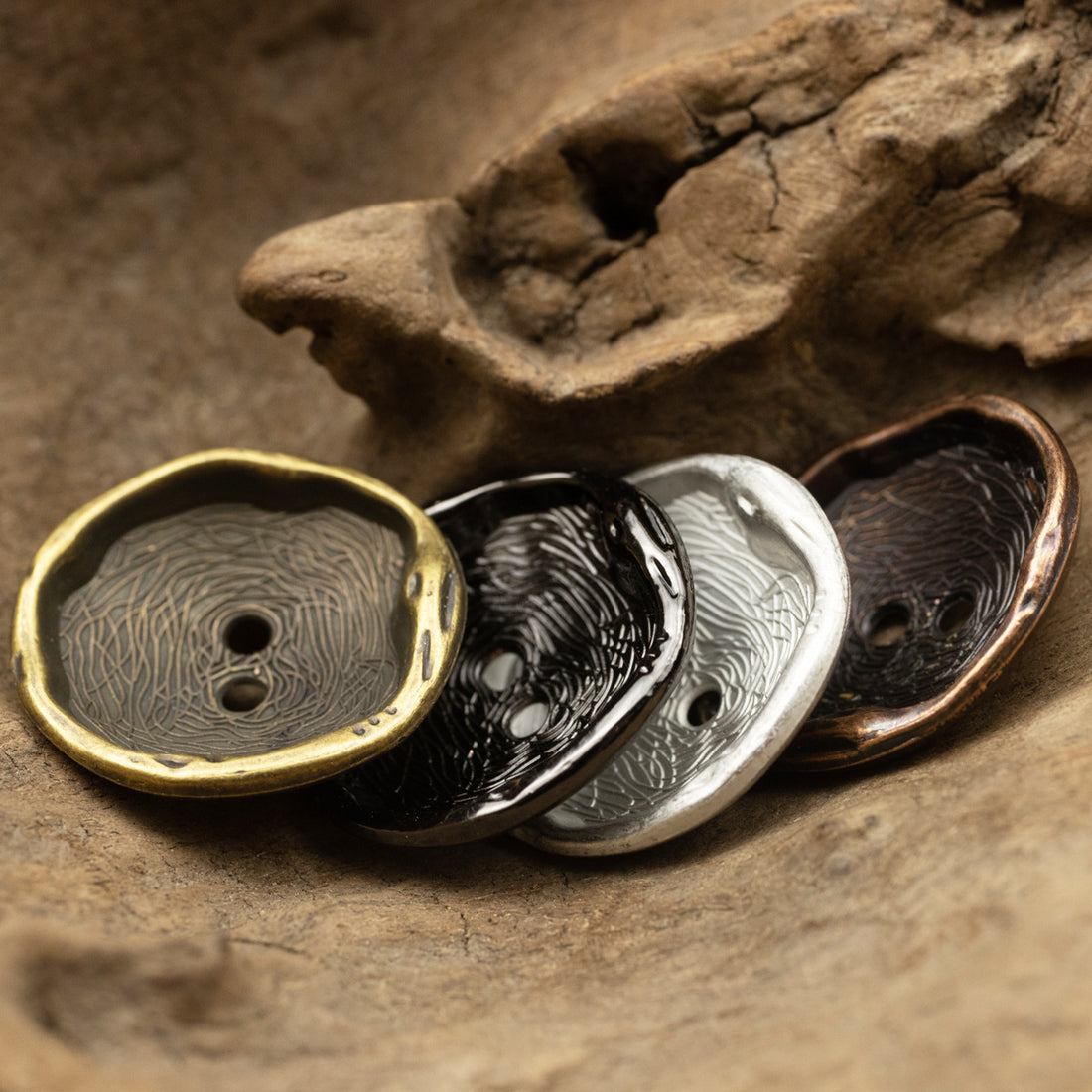 Irregular Curved Metal Buttons Zinc Alloy 10 Pack 