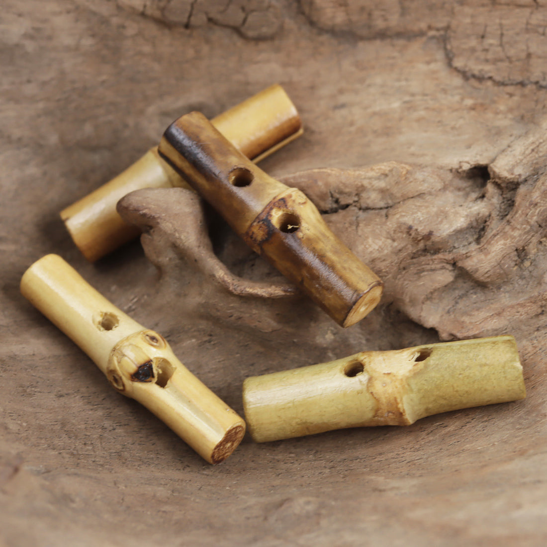 Original Ecology Irregular Bamboo Knot Toggle Buttons,10 Pack 