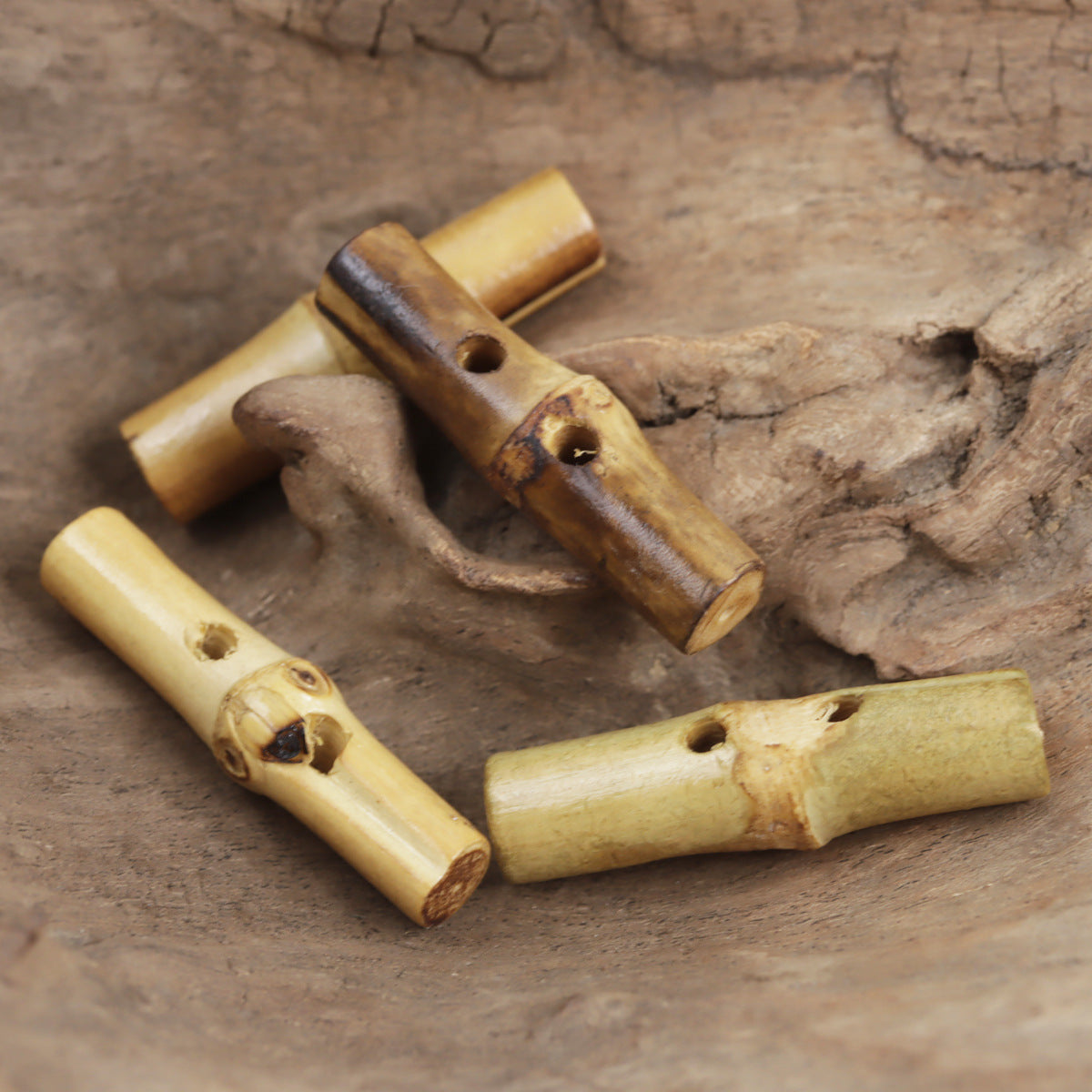 Original Ecology Irregular Bamboo Knot Toggle Buttons,10 Pack - Lots of Buttons