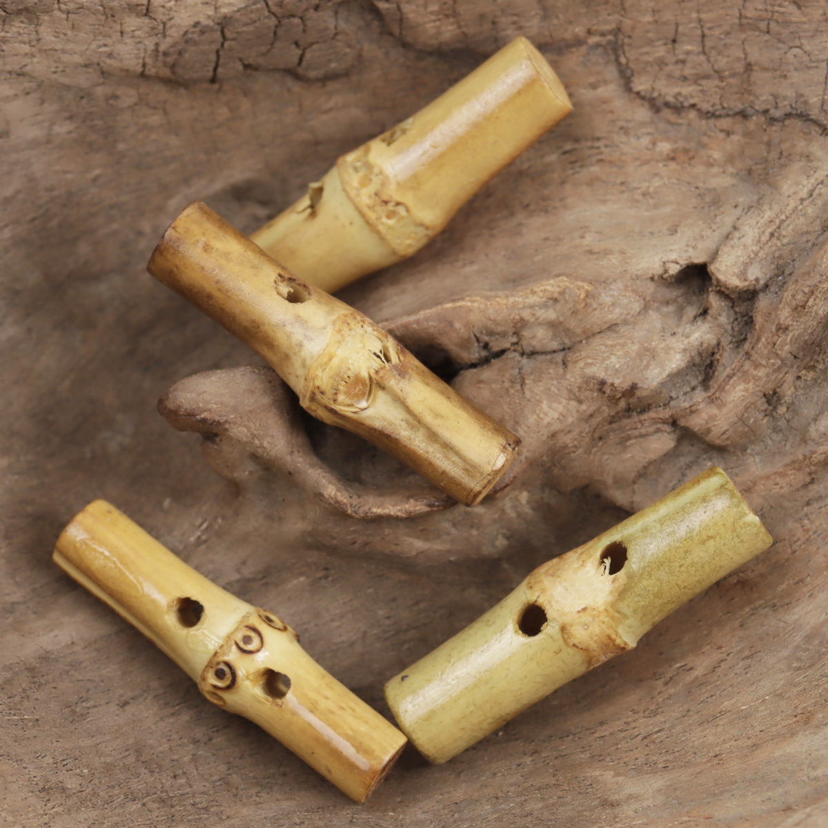 Original Ecology Irregular Bamboo Knot Toggle Buttons,10 Pack - Lots of Buttons