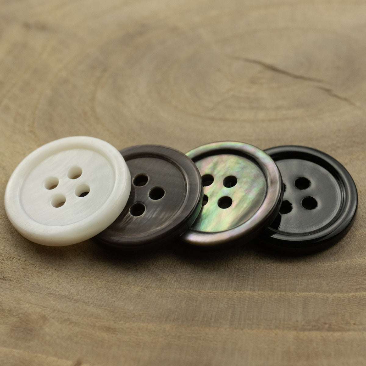 Pear and Black Butterfly Shell Flat Buttons 10 Pack - Lots of Buttons