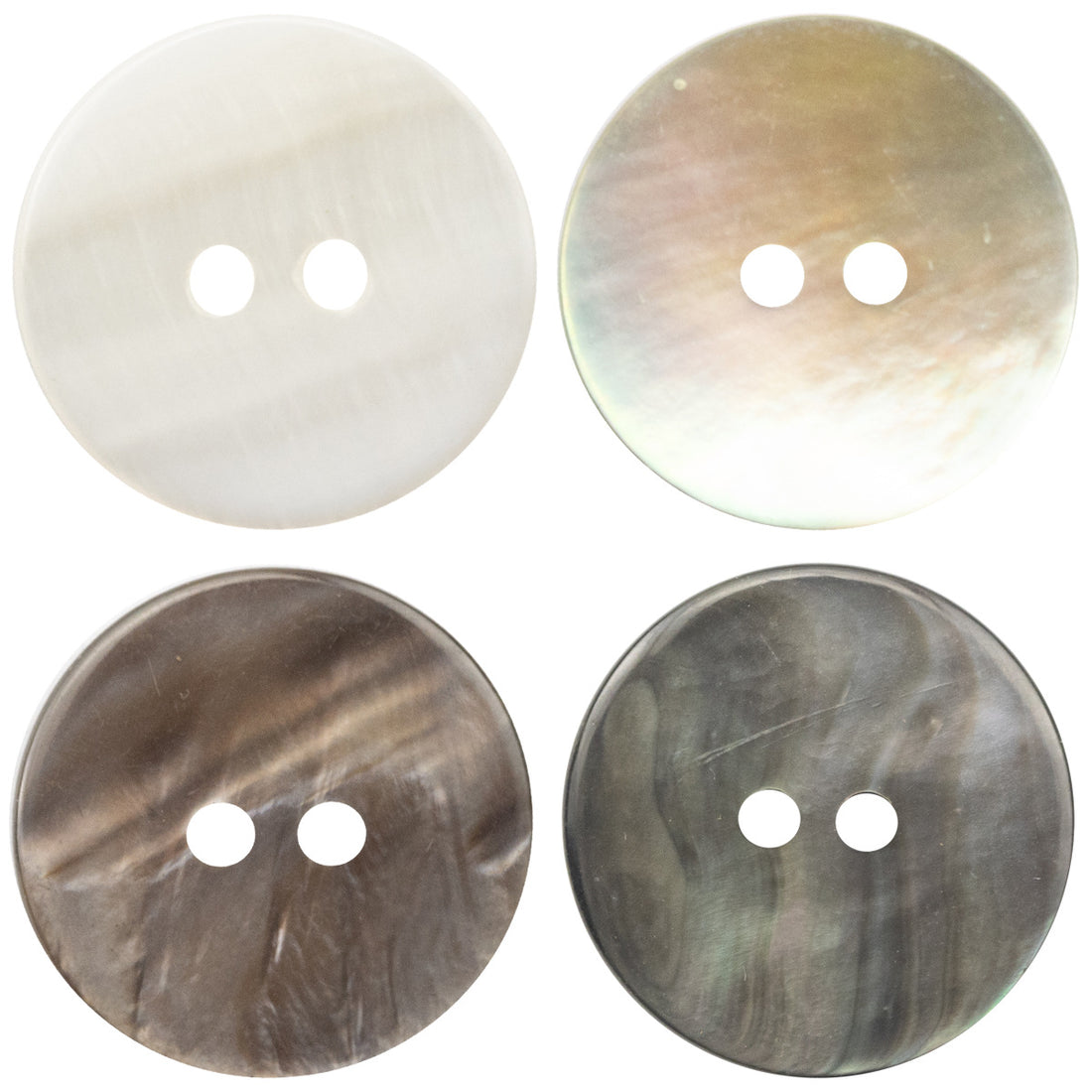 Natural Shirt Pearl Shell Flat Buttons 2 Hole 10pcs - Lots of Buttons