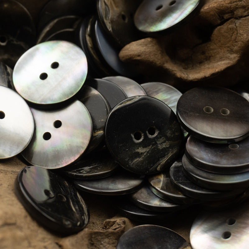 Natural Shirt Pearl Shell Flat Buttons 2 Hole 10pcs - Lots of Buttons