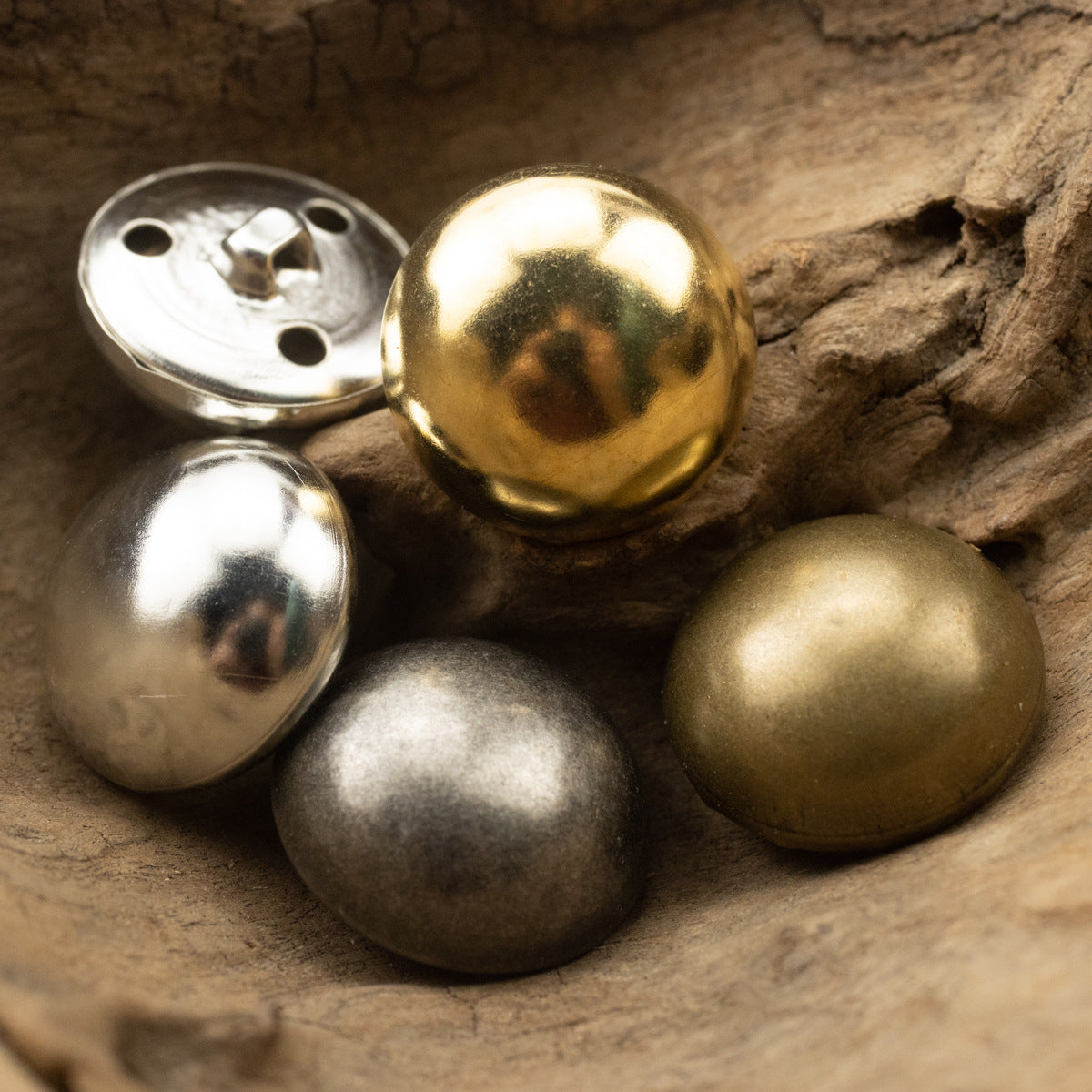 Vintage Brass Metal Retro Mushroom Shank Buttons 10pcs - Lots of Buttons