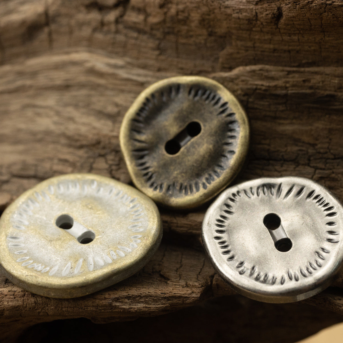 Irregular Antique Zinc Alloy Metal Button 2 Hole,10 Pack - Lots of Buttons