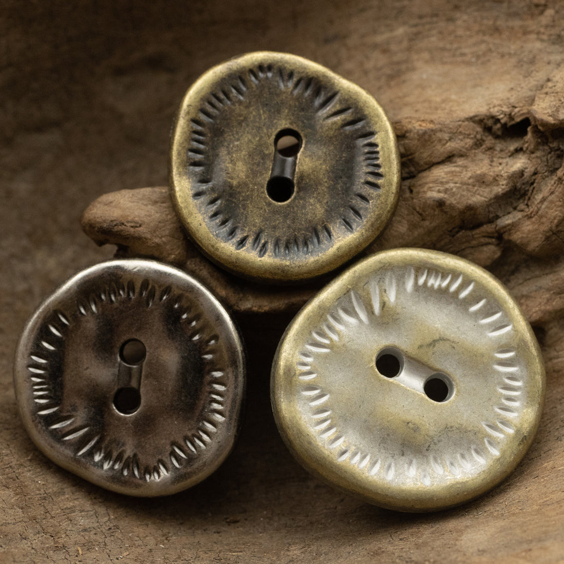 Irregular Antique Zinc Alloy Metal Button 2 Hole,10 Pack 