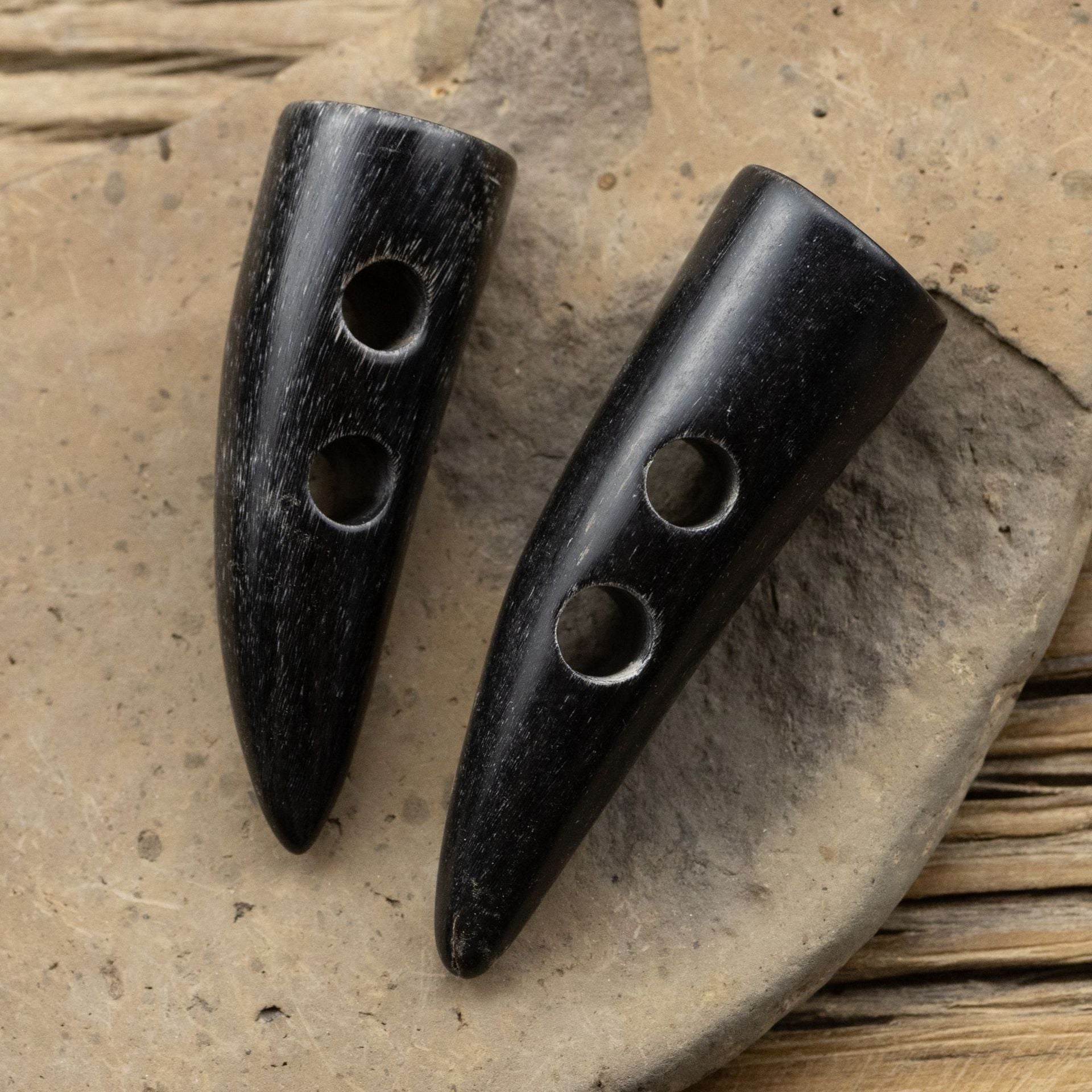Black Natural Real Horn Toggle Buttons,5pcs - Lots of Buttons