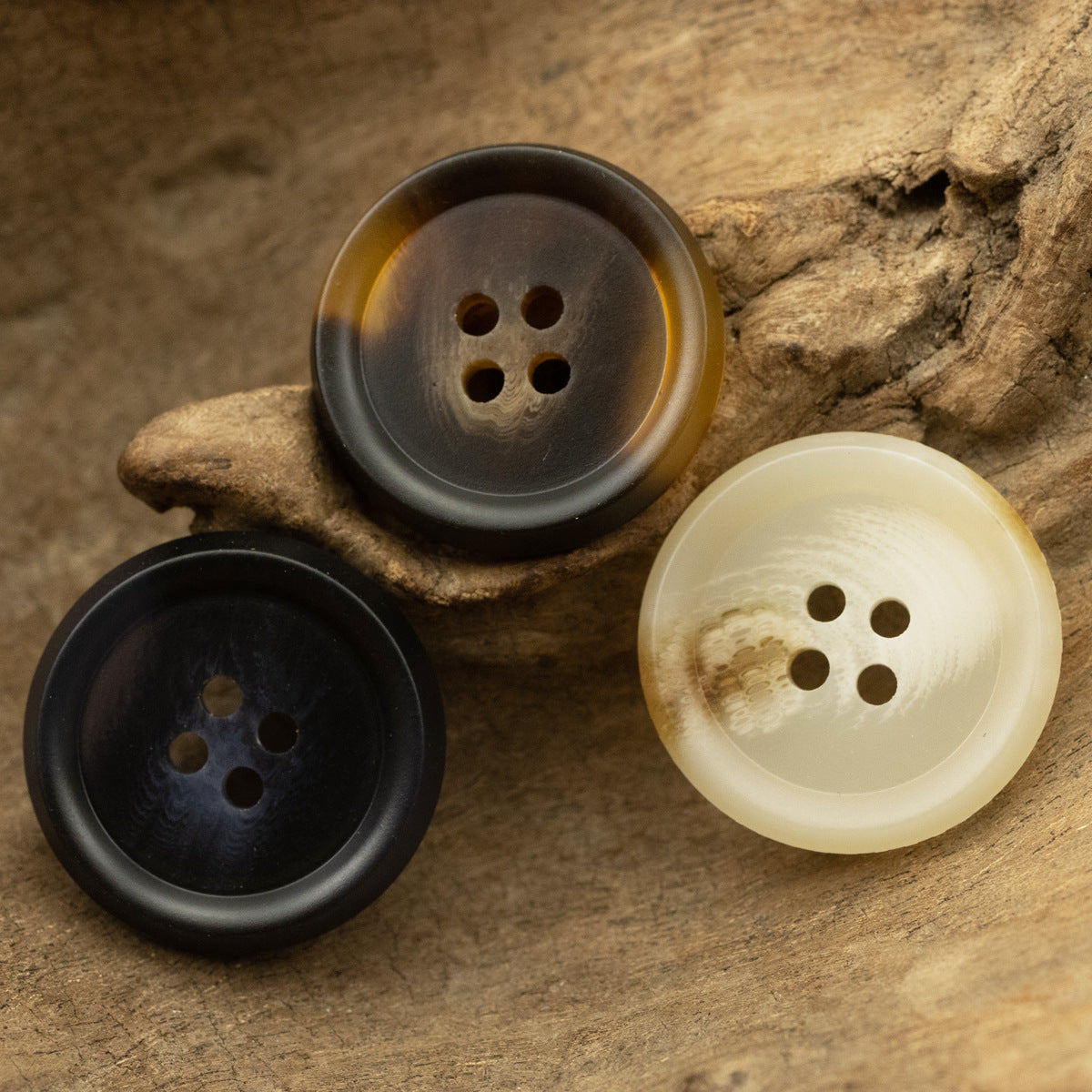 Tortoiseshell-Toned Double-Sided Resin Flat Buttons 20 Pack 