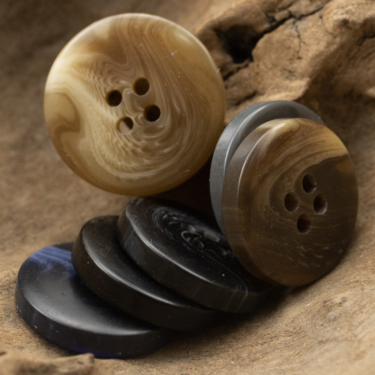 Gray Round Resin Buttons for Autumn-Winter Woolen Coats,20PCS - Lots of Buttons