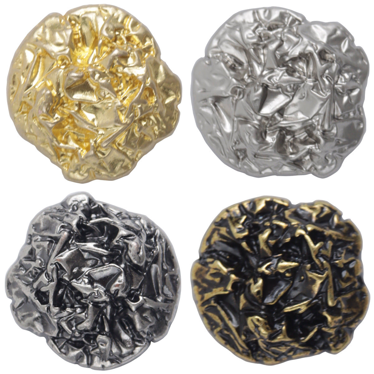 Irregular Vintage Pleated Metal Buttons for Suits Sweaters 10pcs 