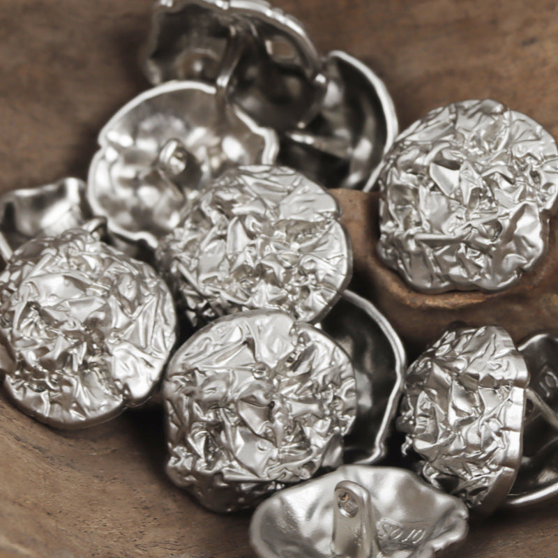 Irregular Vintage Pleated Metal Buttons for Suits Sweaters 10pcs 