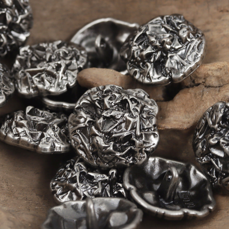 Irregular Vintage Pleated Metal Buttons for Suits Sweaters 10pcs 