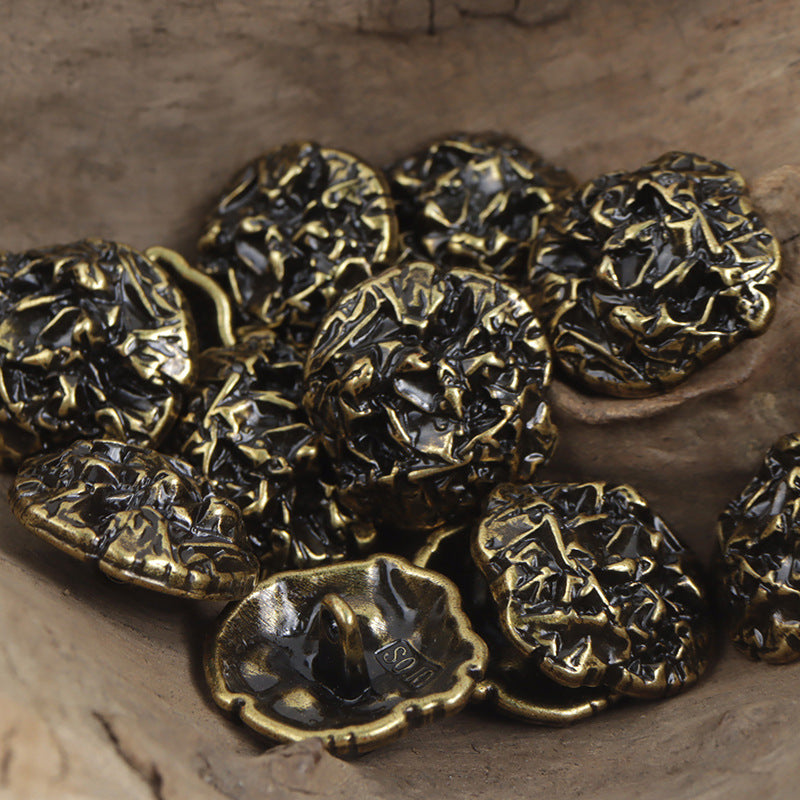 Irregular Vintage Pleated Metal Buttons for Suits Sweaters 10pcs 