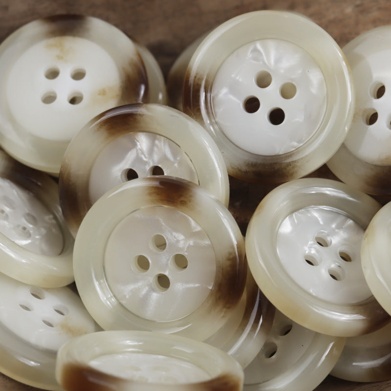 Vintage Amber Resin Buttons Imitation Shell Pattern Round 20 Pack - Lots of Buttons