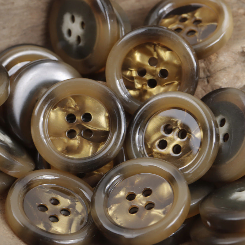 Vintage Amber Resin Buttons Imitation Shell Pattern Round 20 Pack - Lots of Buttons