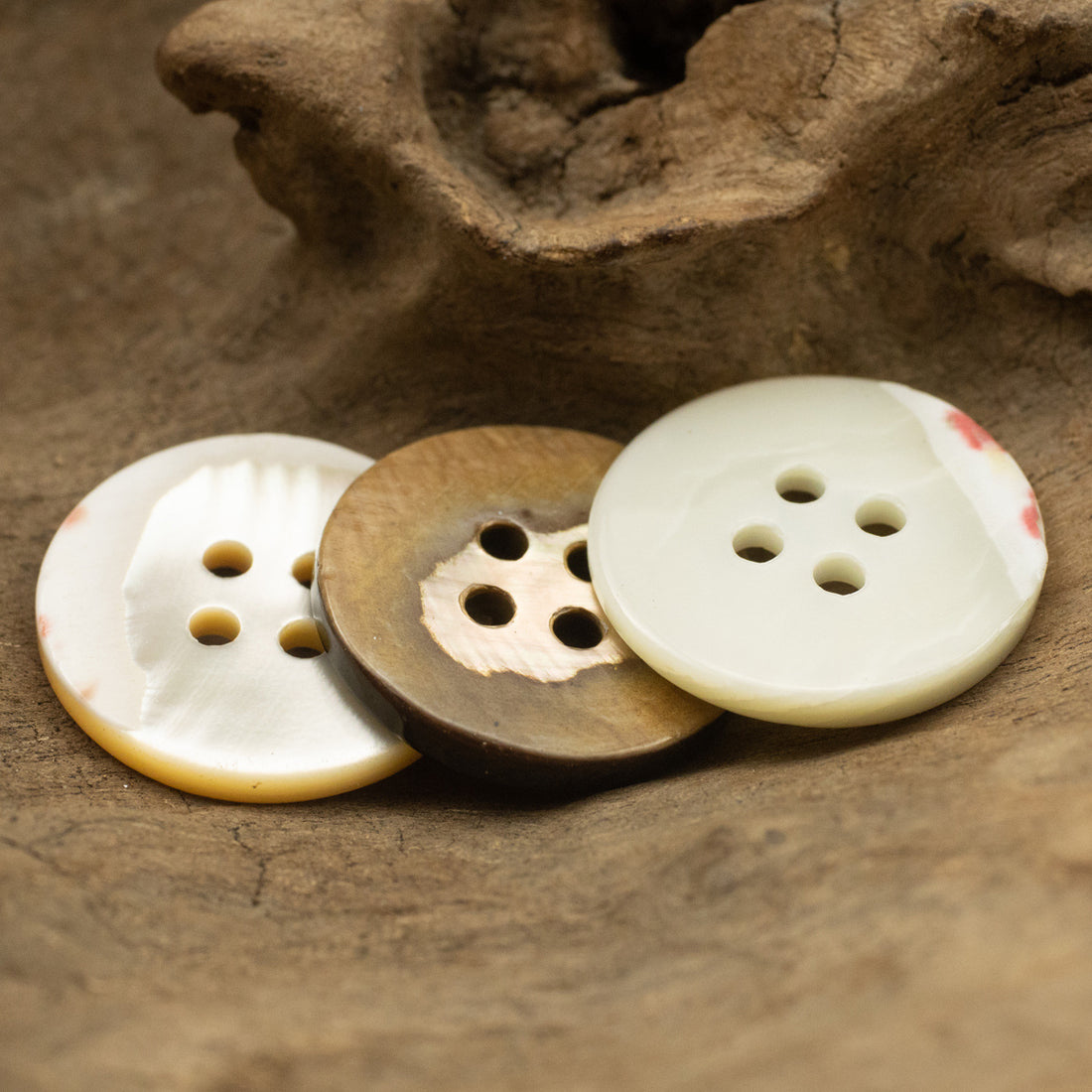 Natural Shell Buttons for High-End Custom Shirts - 6pcs - Lots of Buttons