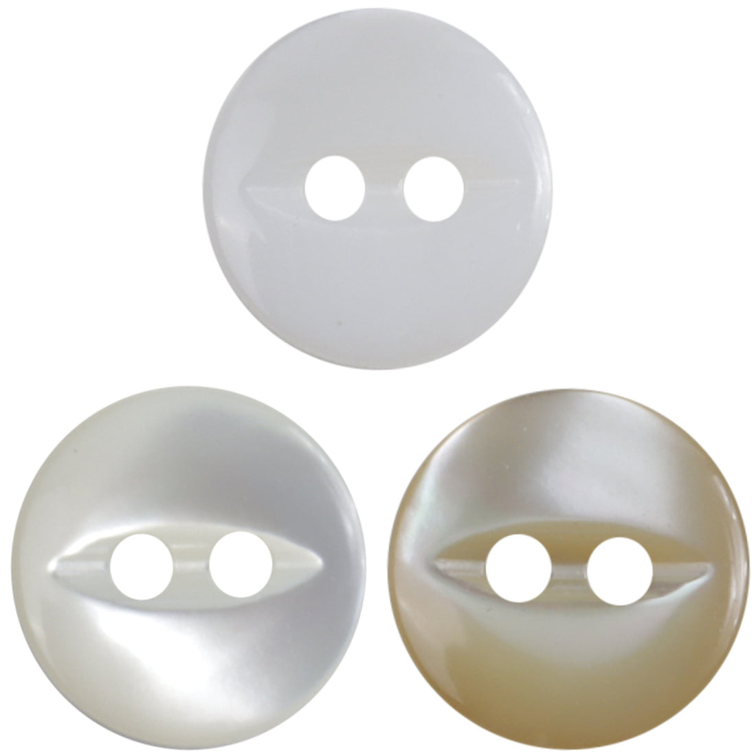 11.5mm Two-Hole Natural Fish-Eye Shell Buttons 10pcs - Lots of Buttons