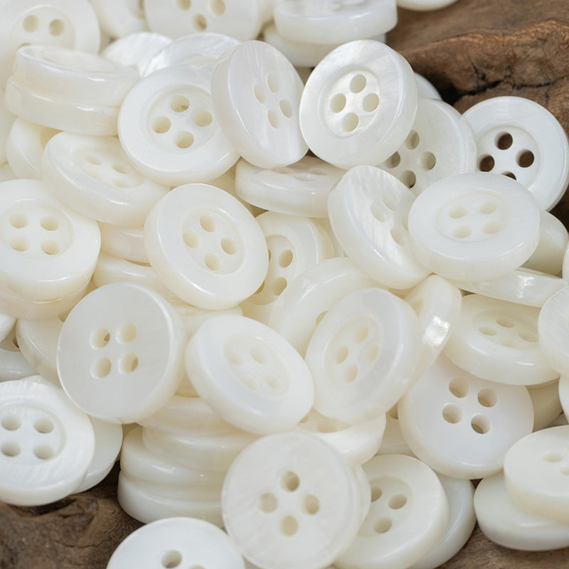 White Smoky Gray Pearl Shell Buttons for Natural Silk Shirts 30pcs - Lots of Buttons