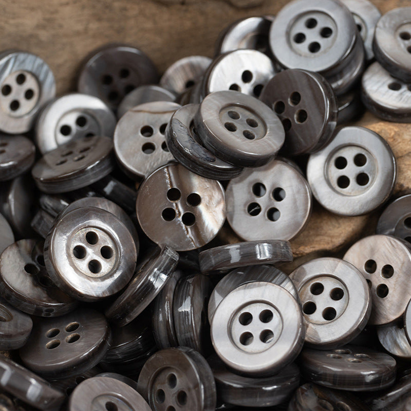 White Smoky Gray Pearl Shell Buttons for Natural Silk Shirts 30pcs - Lots of Buttons