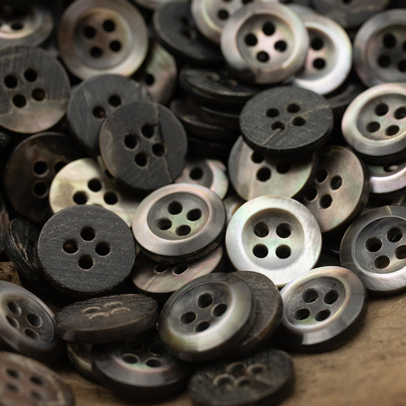 11.5mm Dark Blue Black Natural Shell Buttons for Silk Shirts 10pcs - Lots of Buttons