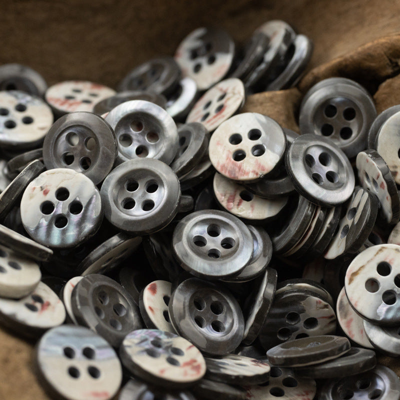 11.5mm Dark Blue Black Natural Shell Buttons for Silk Shirts 10pcs - Lots of Buttons