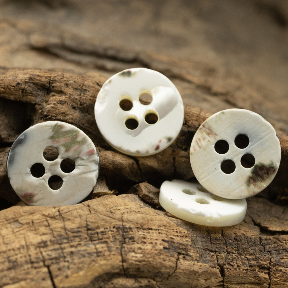 Natural Baked Gray-Blue Shell Buttons for Men's Formal Shirts 6pcs - Lots of Buttons