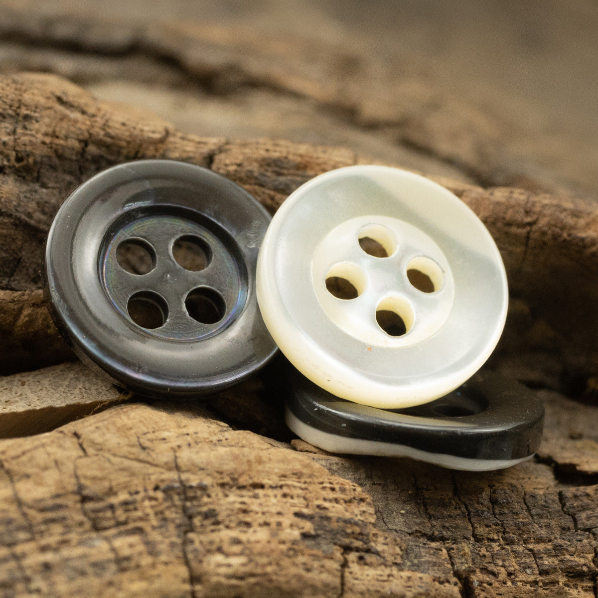 Natural Baked Gray-Blue Shell Buttons for Men's Formal Shirts 6pcs - Lots of Buttons