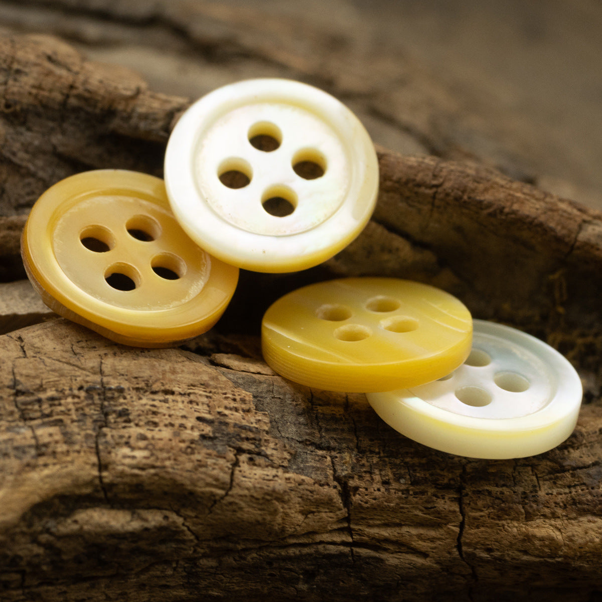 11.5MM Light Yellow Natural Shell Buttons for Silk Shirts 10pcs - Lots of Buttons