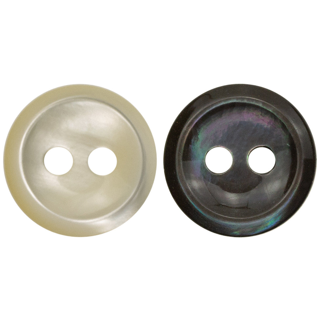 11.5mm Multicolored Black Mother-of-Pearl Two-Hole Shell Buttons 12pcs - Lots of Buttons