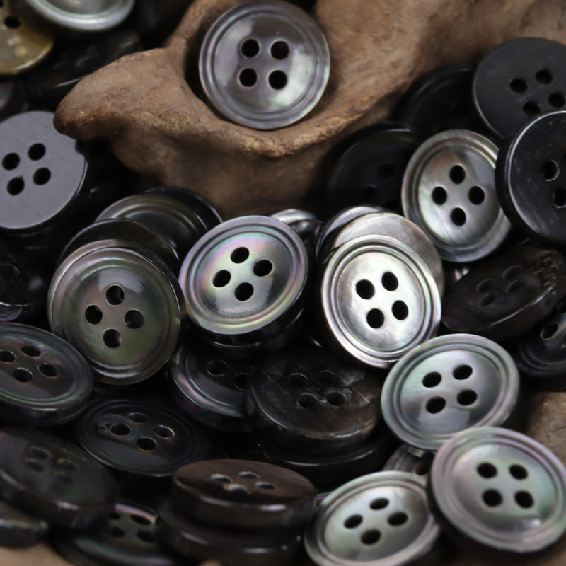 Colorful Romantic Snowflake Black Shell Buttons for Luxury Shirts 10pcs - Lots of Buttons