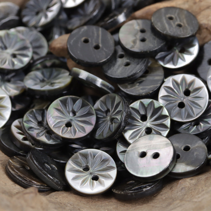 Colorful Romantic Snowflake Black Shell Buttons for Luxury Shirts 10pcs - Lots of Buttons