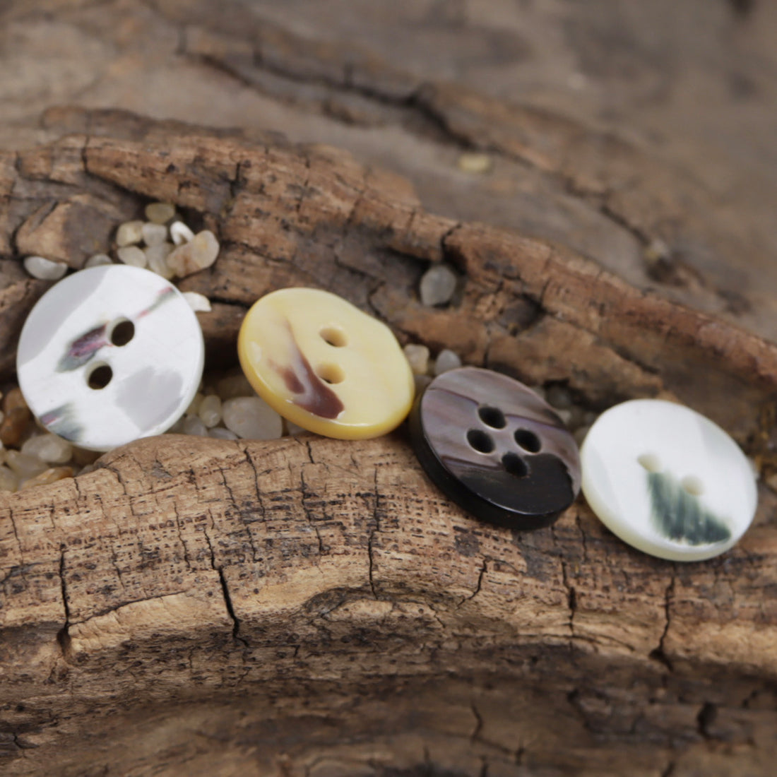 Round Off-White Fish Scale Glitter Natural Shell Buttons 10pcs - Lots of Buttons